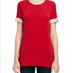Authentic Burberry T-Shirt with Patterned Cuff